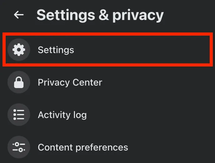 Facebook page settings menu showing navigation options