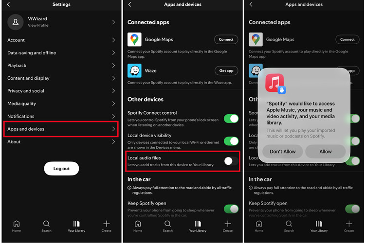 ios spotify local files show audio files from this device