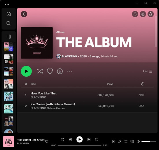 spotify desktop album view