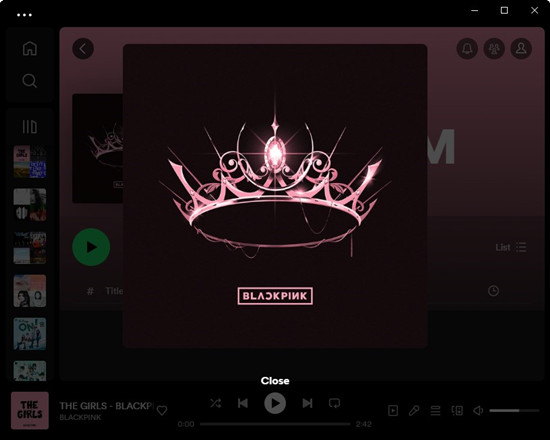 spotify desktop full album artwork view