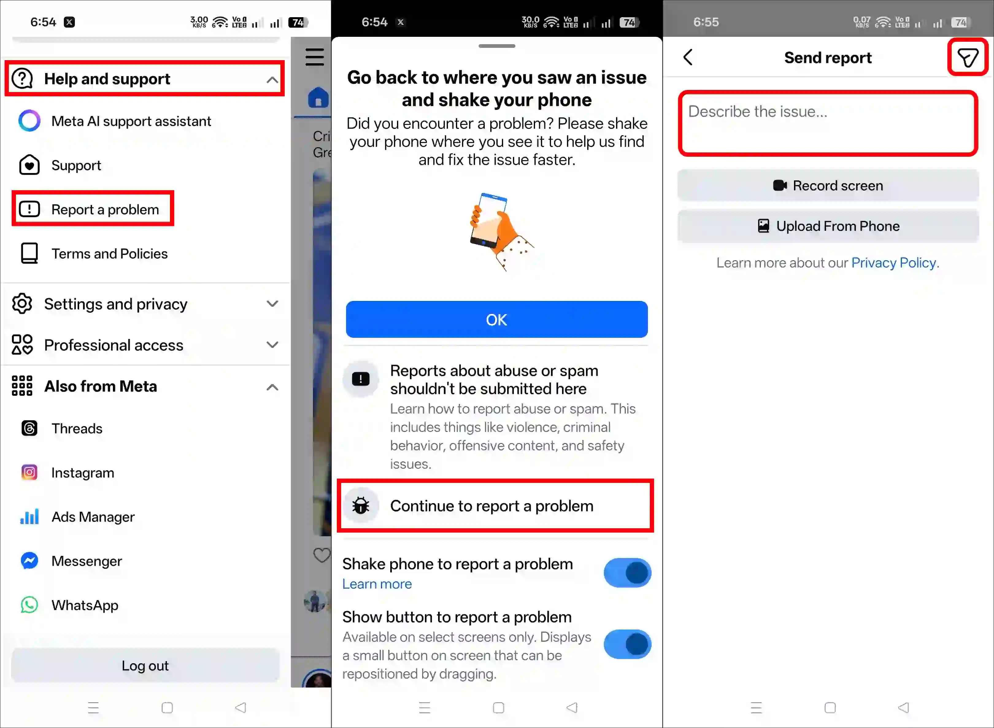 Reporting a problem with Facebook comments