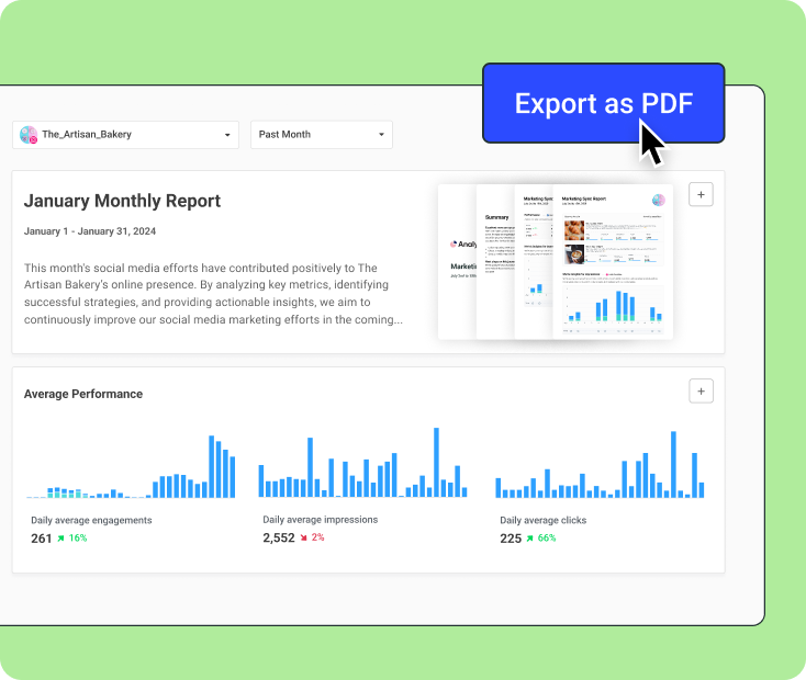 Analytics dashboard showing Facebook performance metrics and follower growth tracking