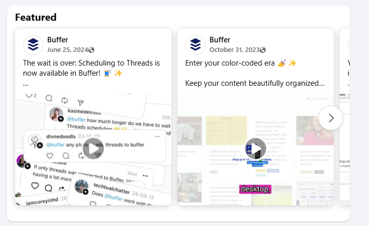 Facebook Page Featured section showing optimized profile elements to attract more followers