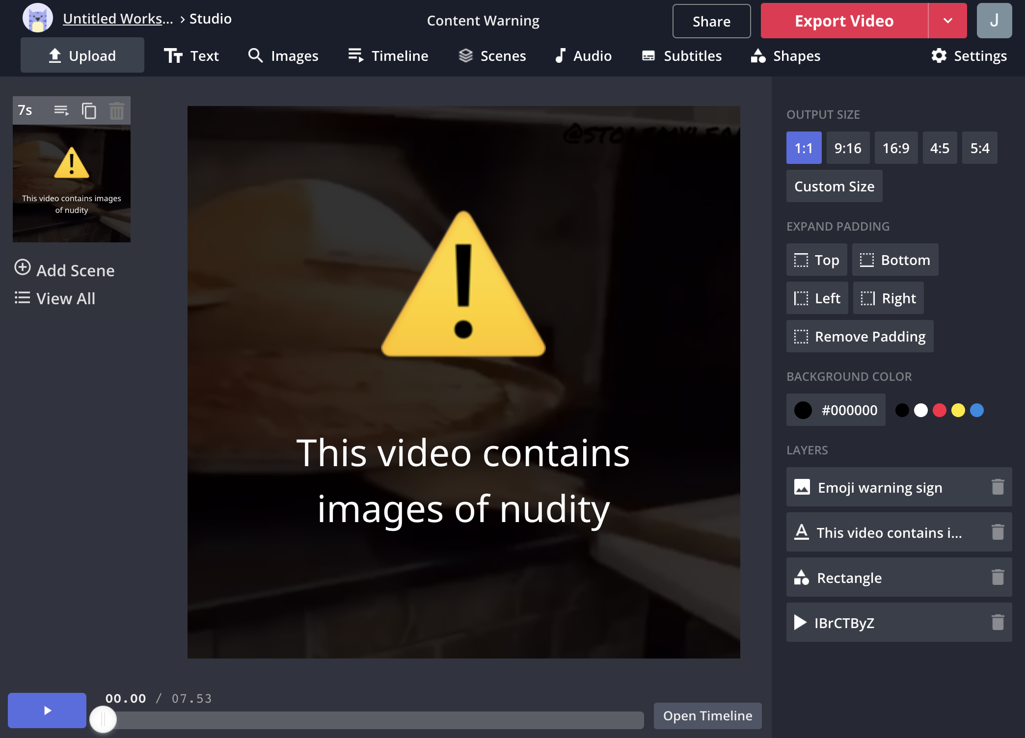 Content warning overlay example