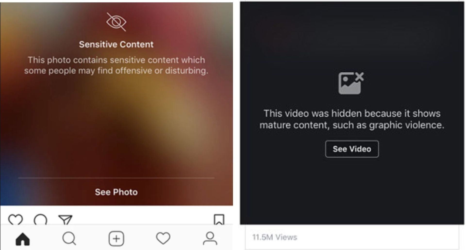 Instagram content warning example