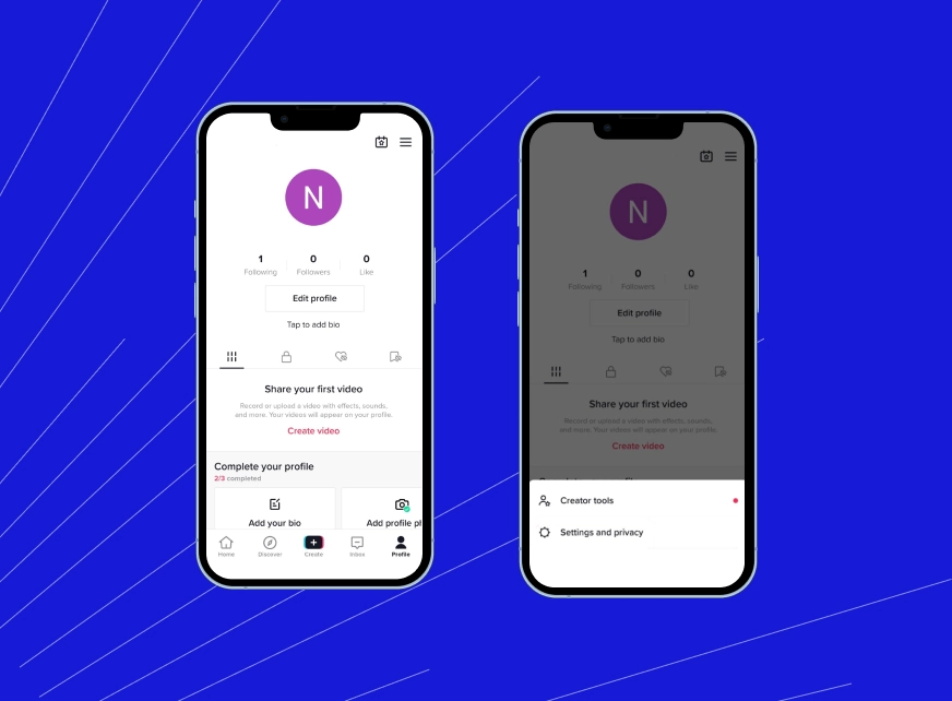 TikTok profile settings menu showing privacy and account options