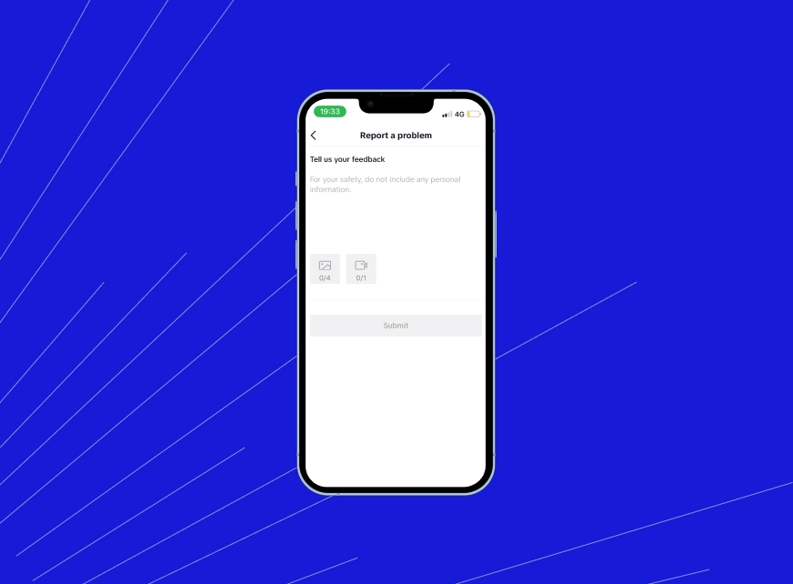TikTok submission confirmation screen for support request