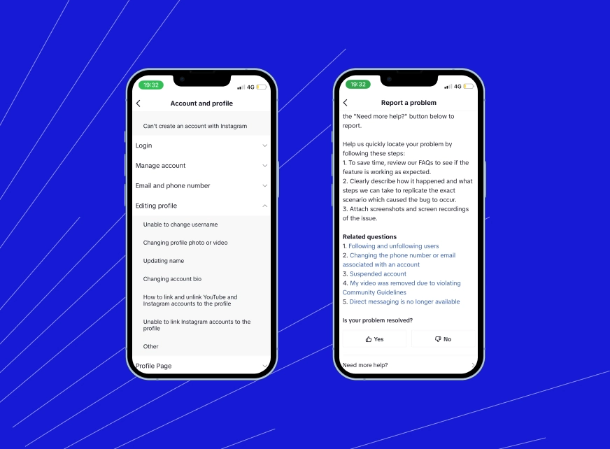 TikTok support form for editing profile information