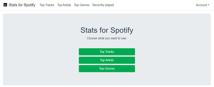Third-party Spotify statistics tool showing top artist categories