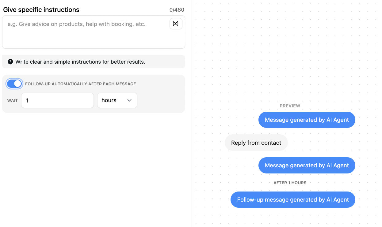 automatically follow up with ai agent on instagram