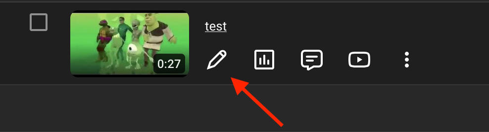 YouTube Studio edit video button interface