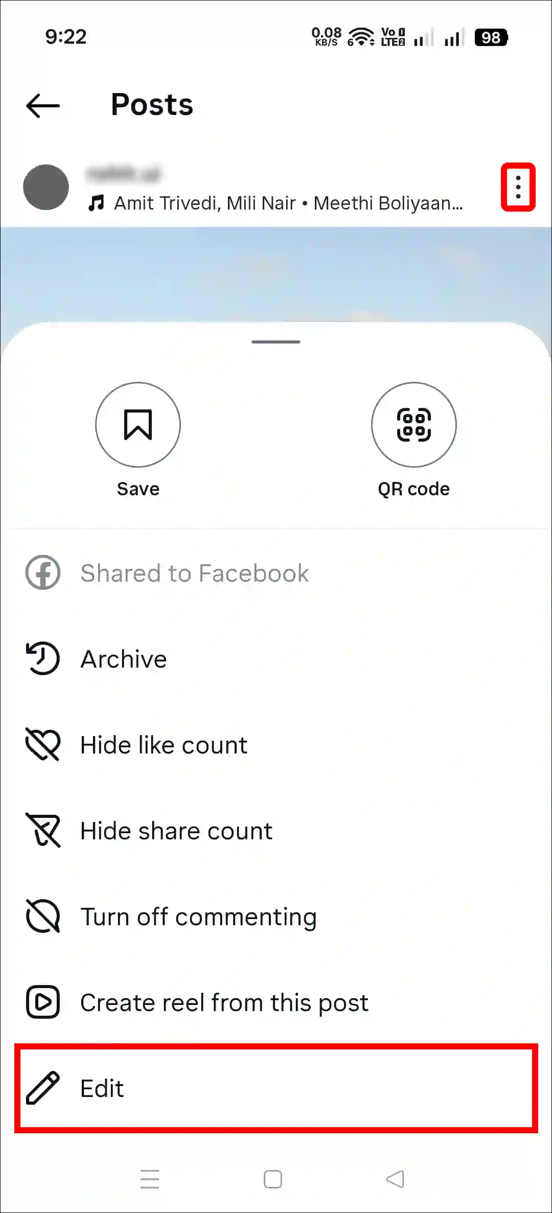 Edit option in Instagram carousel