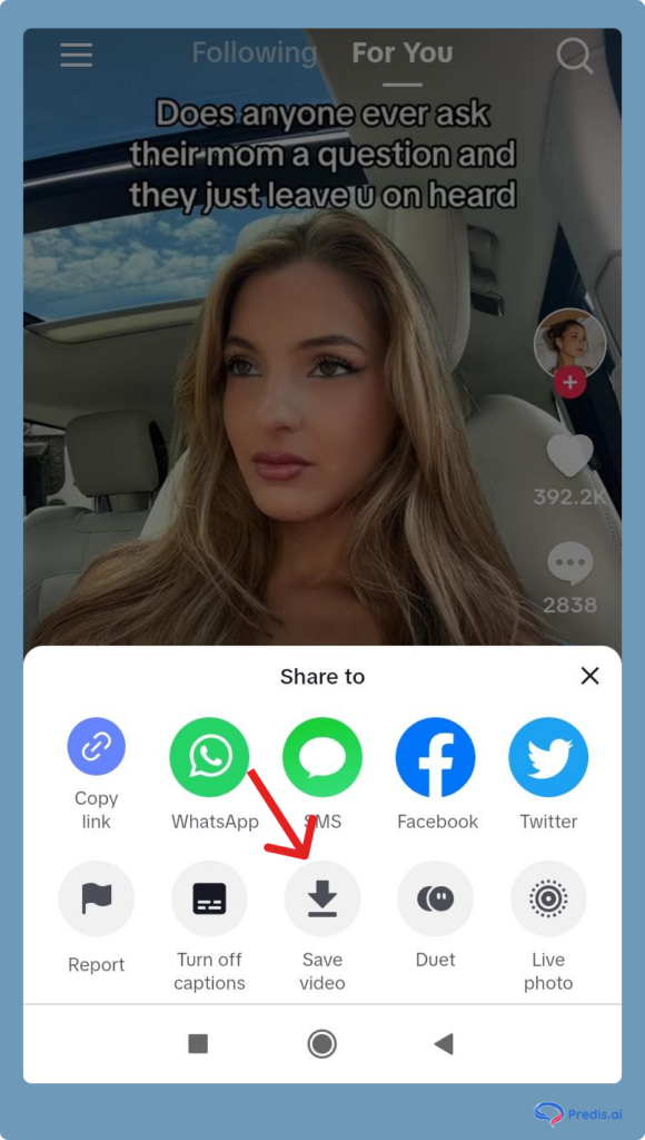 save the tiktok video by sharing