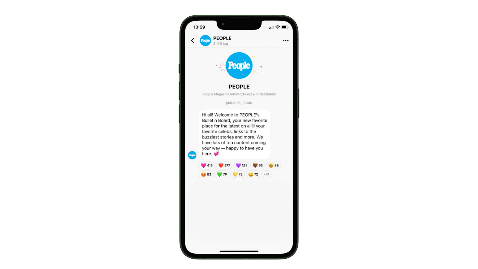 Example of TikTok bulletin board notification and interface