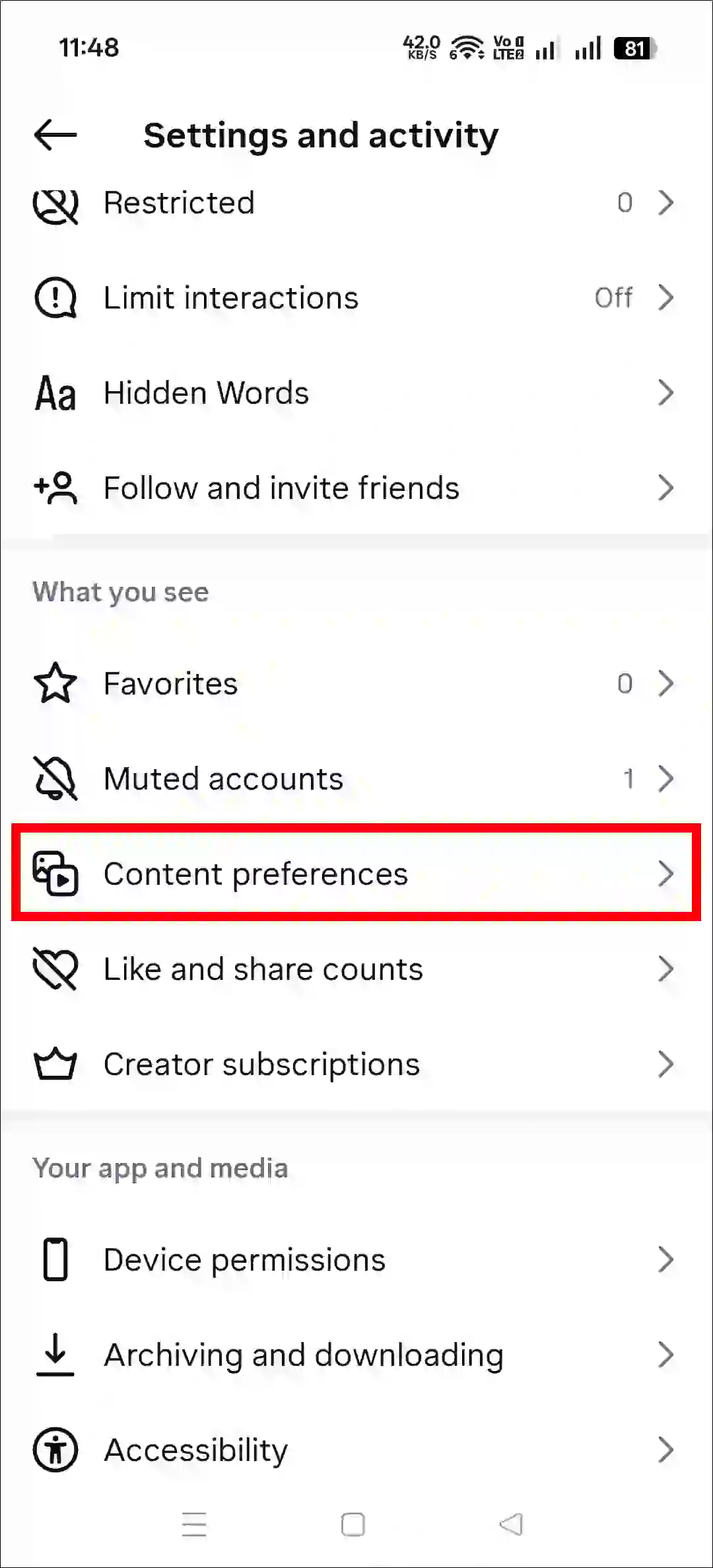 désactiver la messagerie instantanée sur Instagram